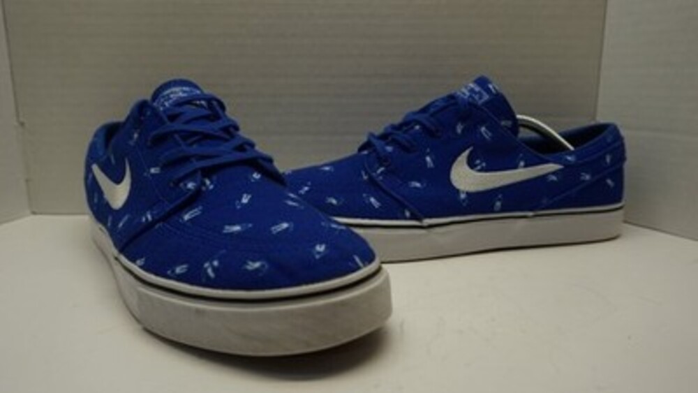 Nike SB Stefan Janoski Canvas Skateboarding Shoes Blue Skater Print Men Size 12